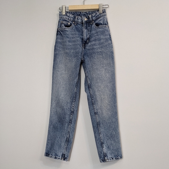 H&M Slim Straight High Ankle Jeans, Blue 0 - Picture 1 of 10